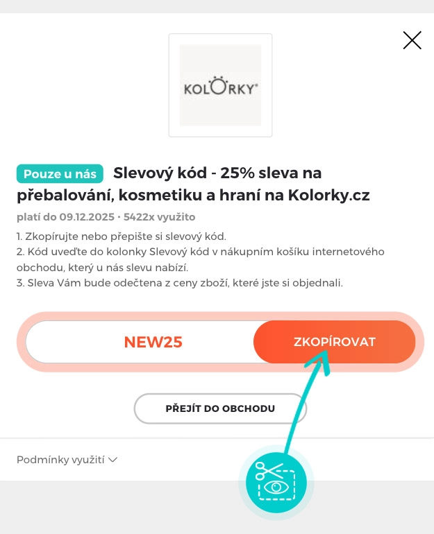 Návod jak zkopírovat slevový kód KOLORKY