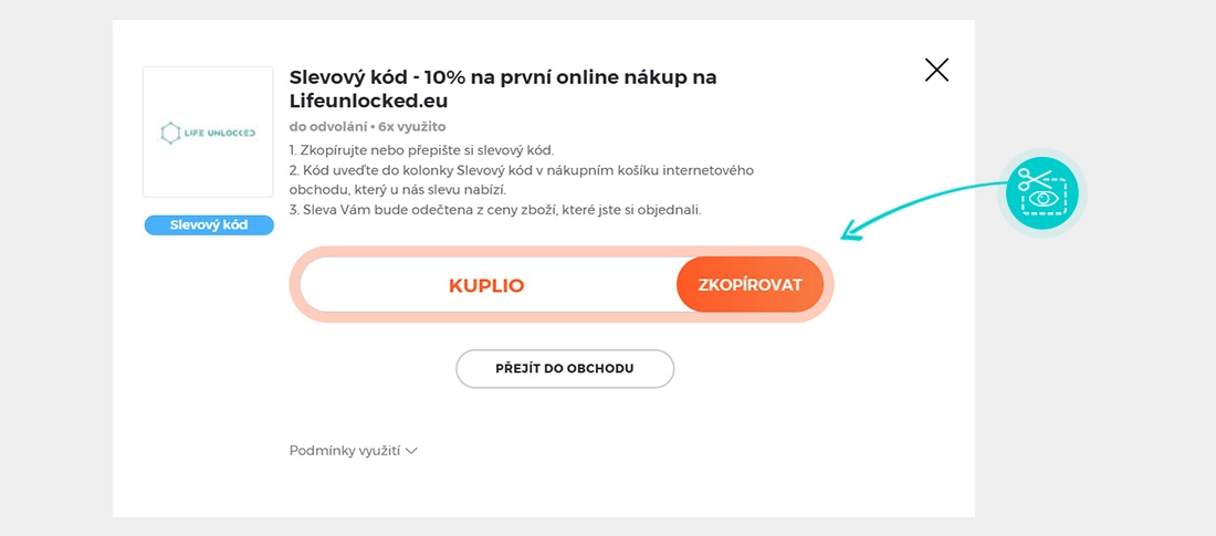 Návod jak zkopírovat slevový kód LifeUnlocked