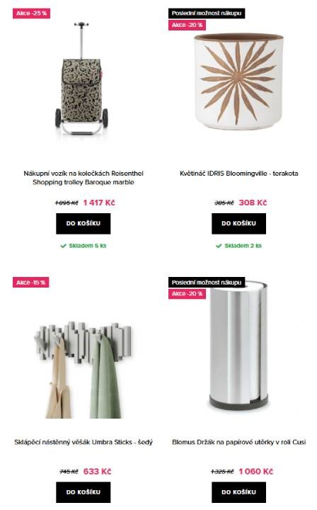 nákupní vozík na kolečkách, květináč, sklápěcí nástěnný věšák a držák na papírové utěrky