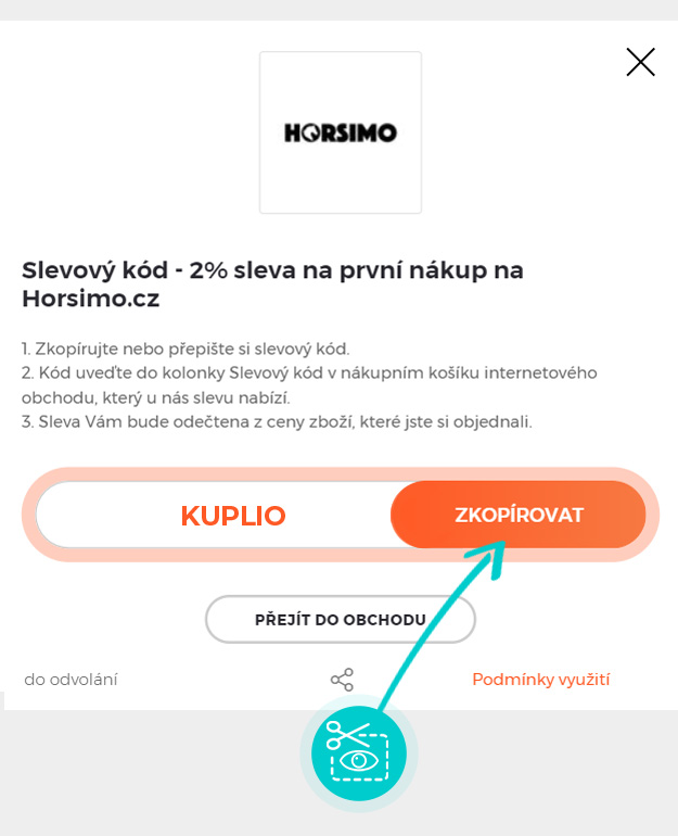 Návod jak zkopírovat slevový kód Horsimo