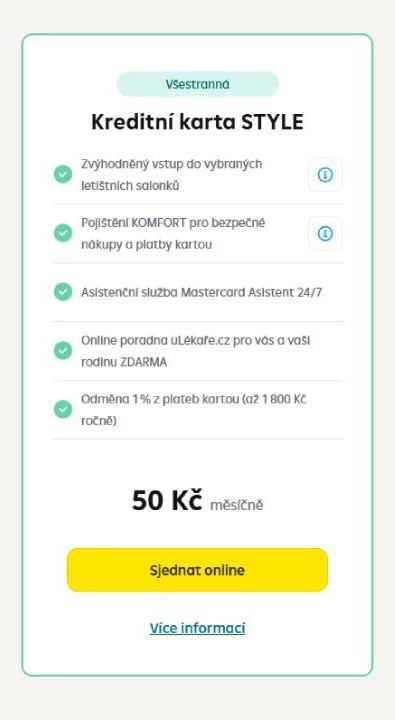 Raiffeisen Bank - informace o kreditní kartě STYLE