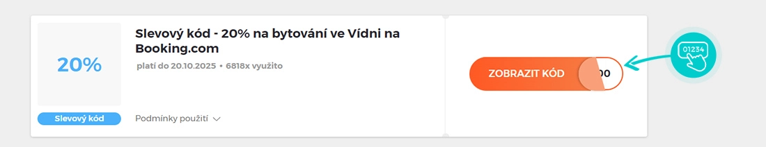 Ukázka slevového kódu Booking