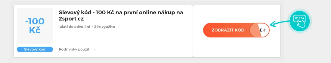 Ukázka slevového kódu 2sport