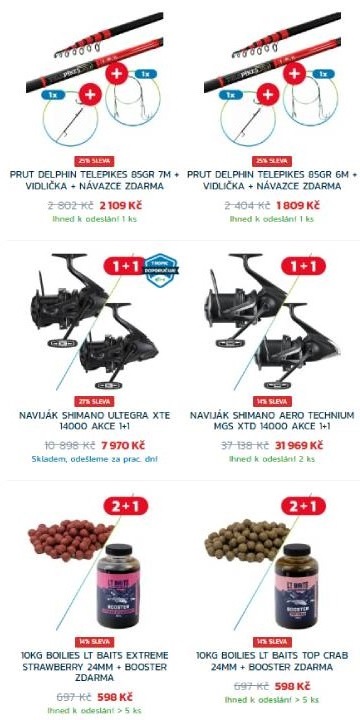 pruty, navijáky a krmné boilie