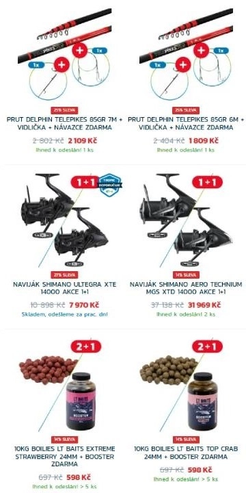 pruty, navijáky a krmné boilie