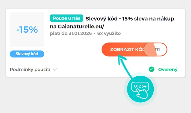 Ukázka slevového kódu Gaia Naturelle