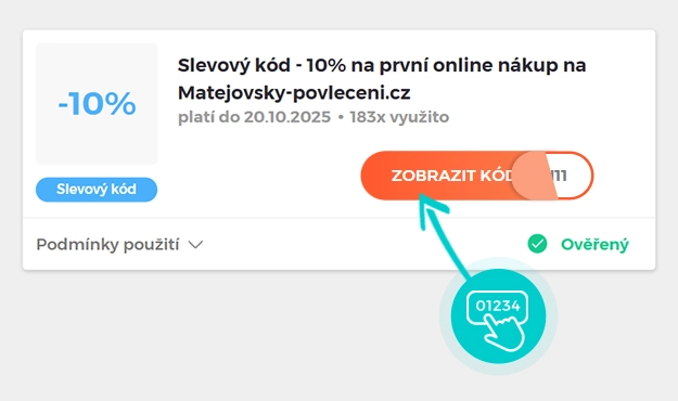 Ukázka slevového kódu Matějovský