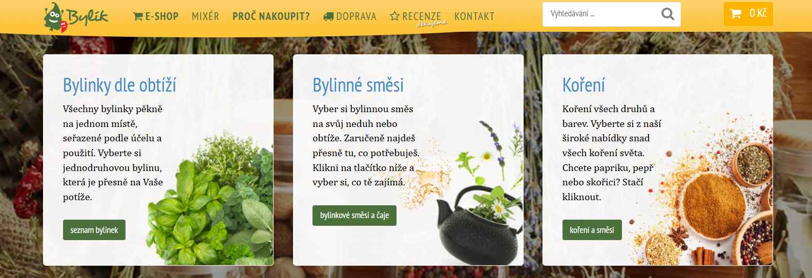 Bylík e-shop webové stránky