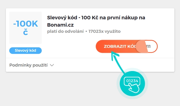 Ukázka slevového kódu bonami