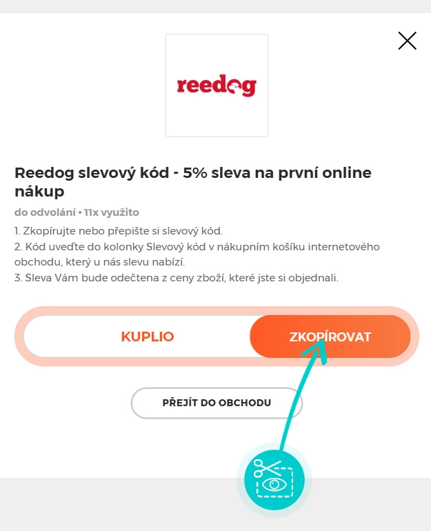 Návod jak zkopírovat slevový kód Reedog