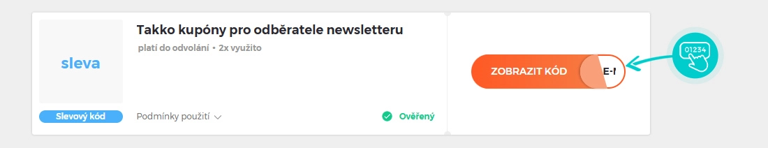 Ukázka slevového kódu Takko