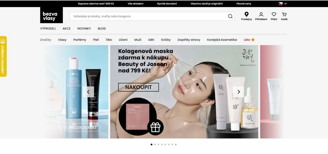 Homepage stránky Bezvavlasy.cz