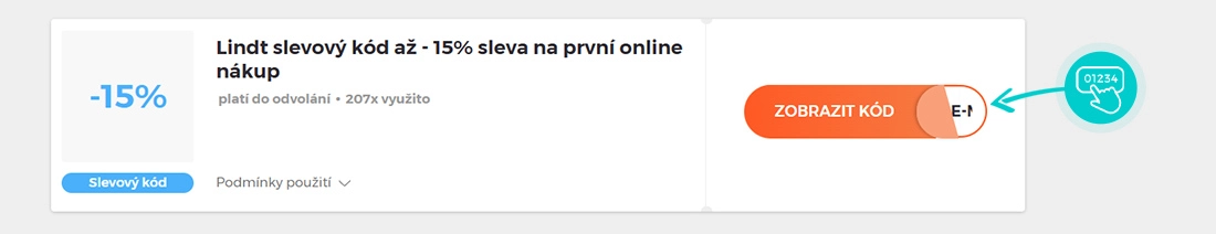 Ukázka slevového kódu Lindt