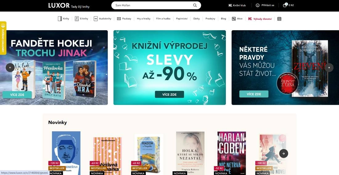 Homepage e-shopu Luxor s nabdkou knih