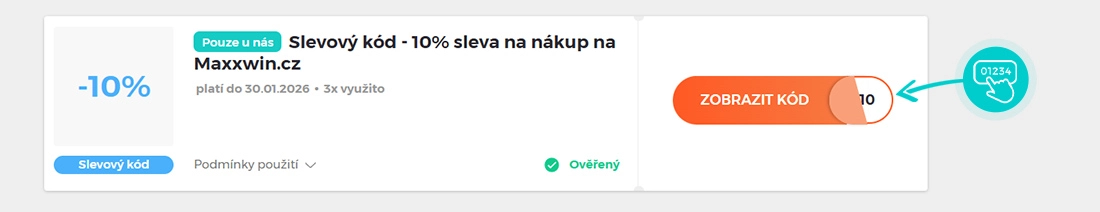Ukázka slevového kódu Maxxwin