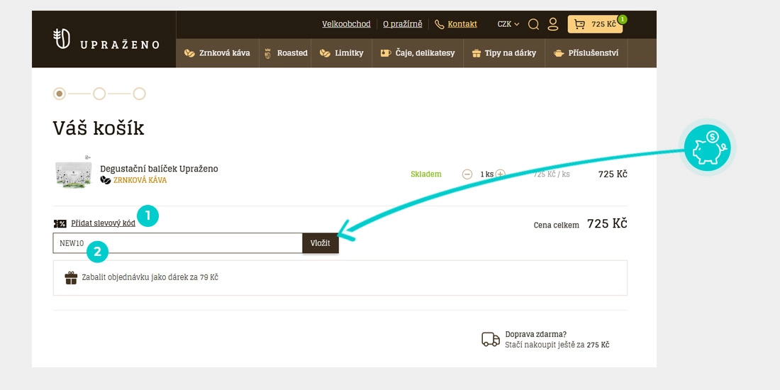 Návod jak uplatnit slevový kód v košíku e-shopu Upraženo