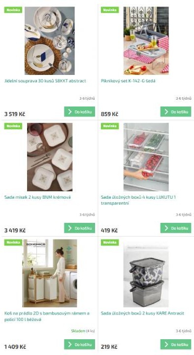 creative home - jídelní souprava, piknikový set, sada misek, sada úložných boxů a koš na prádlo