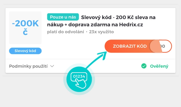 Ukázka slevového kódu HEDRIX