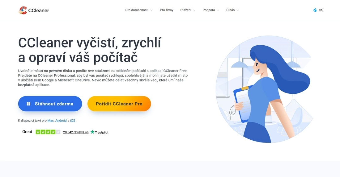 hlavní stránka CCleaner