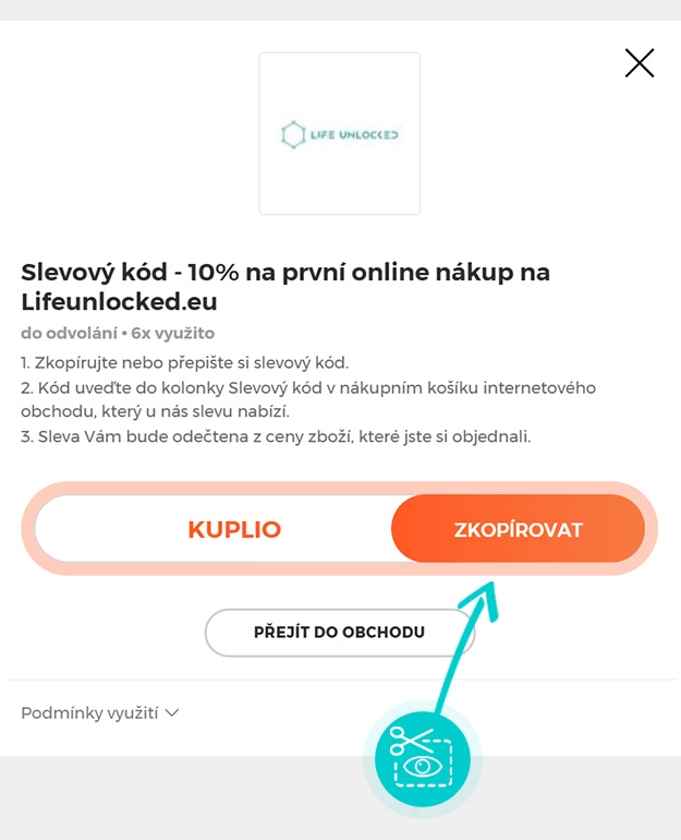 Návod jak zkopírovat slevový kód LifeUnlocked