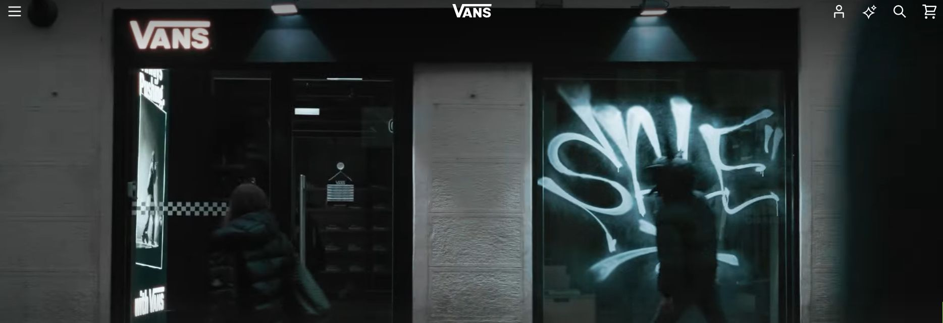 Vans webové stránky e-shopu