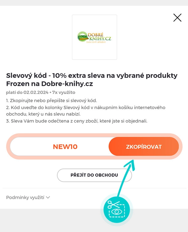 Návod jak zkopírovat slevový kód Dobré-knihy.cz