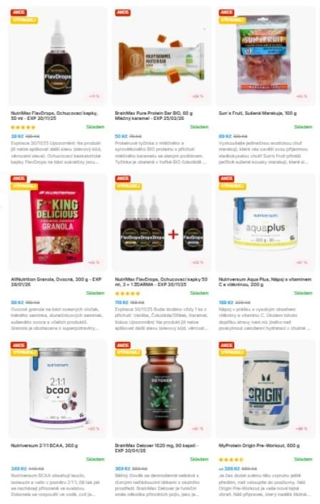 ochucovací kapky, fit tyčinka, sušené produkty, nápoje s vitamíny