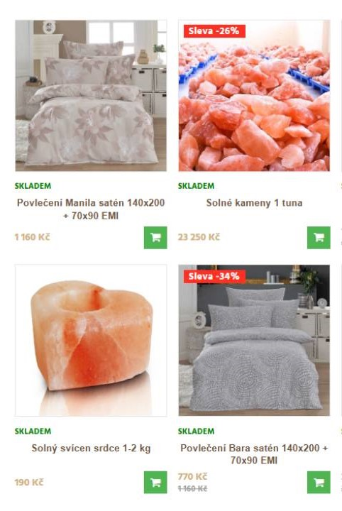 povlečení, solné kameny a solný svícen