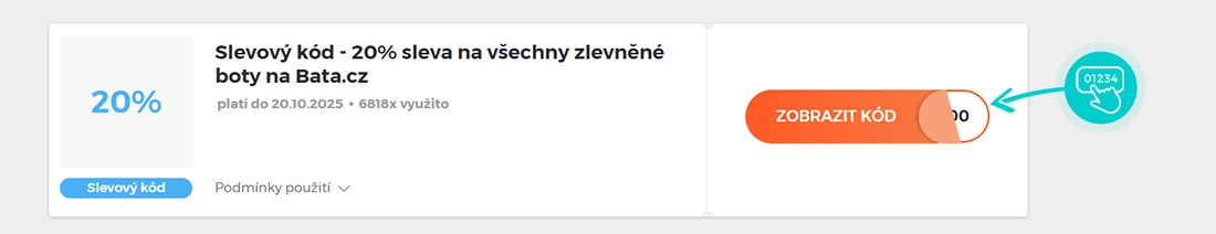 Ukázka slevového kódu Bata