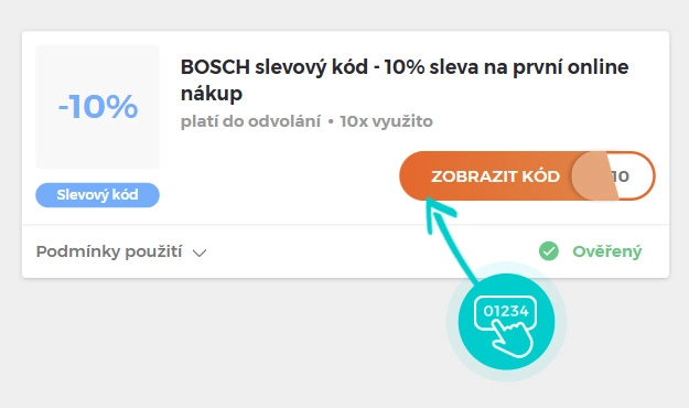 Ukázka slevového kódu Bosch