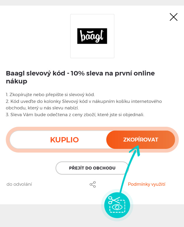 Návod jak zkopírovat slevový kód baagl