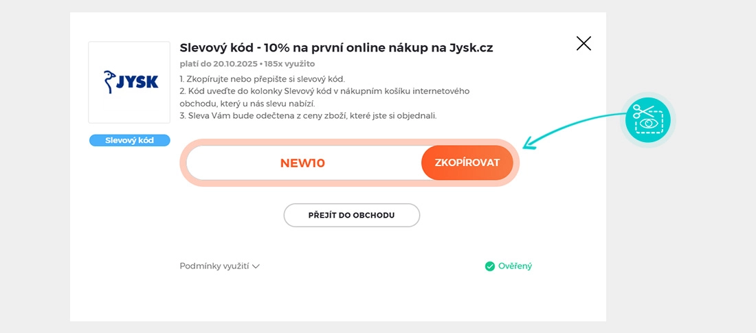 Návod jak zkopírovat slevový kód JYSK