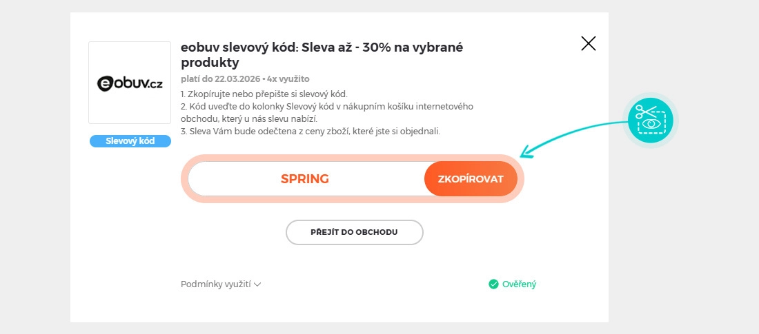 Návod jak zkopírovat slevový kód eobuv