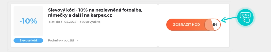 Ukázka slevového kódu karpex