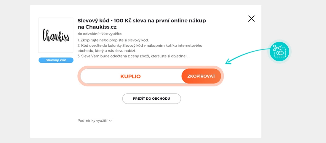 Návod jak zkopírovat slevový kód Chaukiss