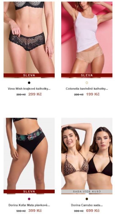 kalhotky, tílko a kalhotky, plavkové kalhotky a sada plavkových podprsenek