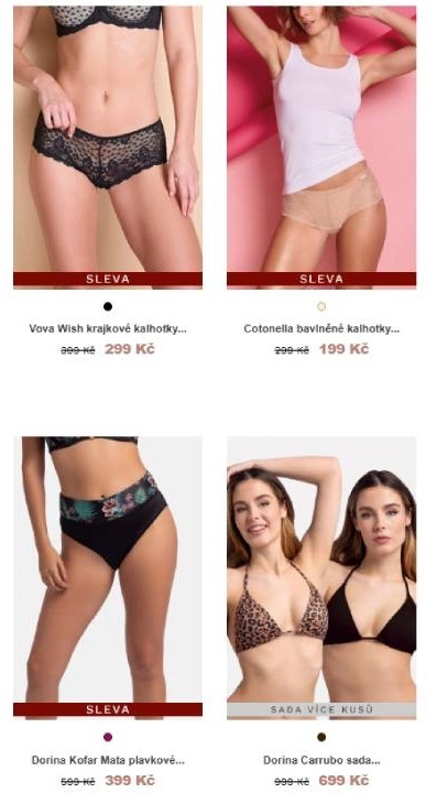 kalhotky, tílko a kalhotky, plavkové kalhotky a sada plavkových podprsenek