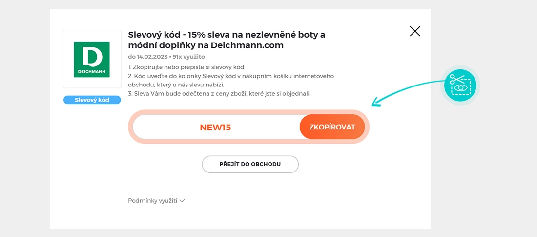 Návod jak zkopírovat slevový kód DEICHMANN