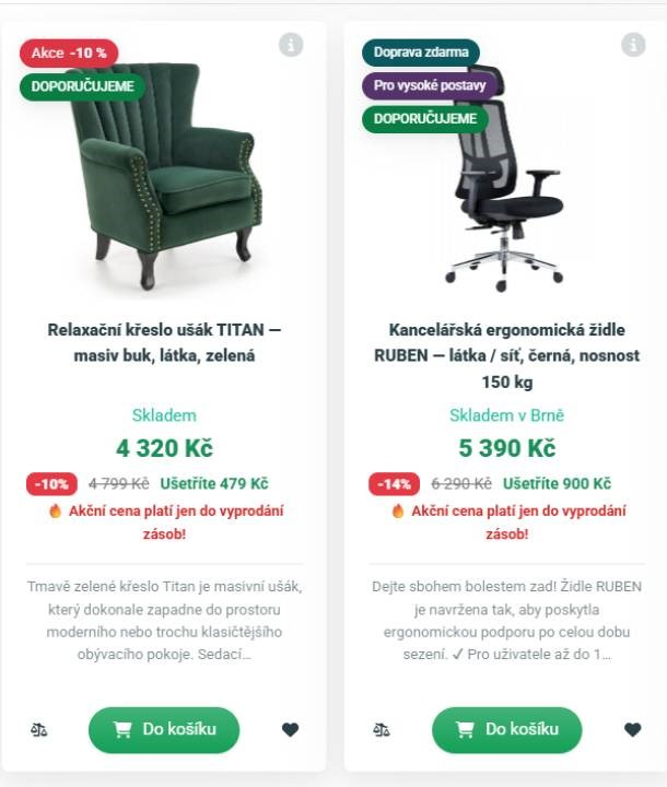 relaxační křeslo a kancelářská ergonomická židle