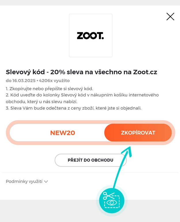 Návod jak zkopírovat slevový kód ZOOT