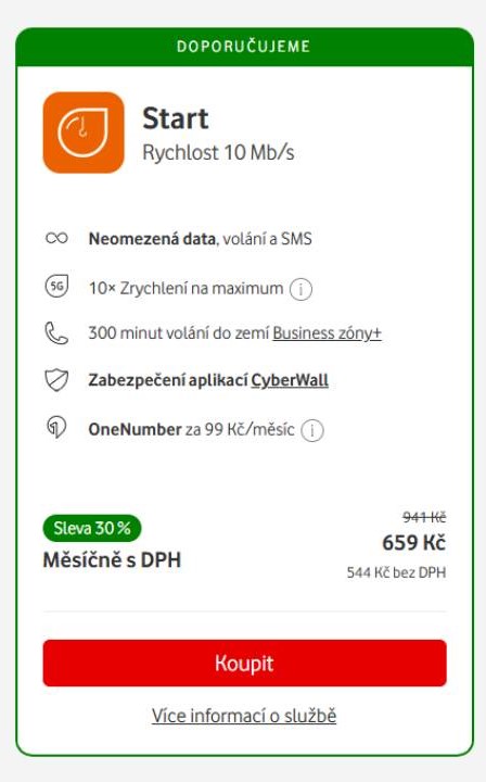 tarif Start s popisem